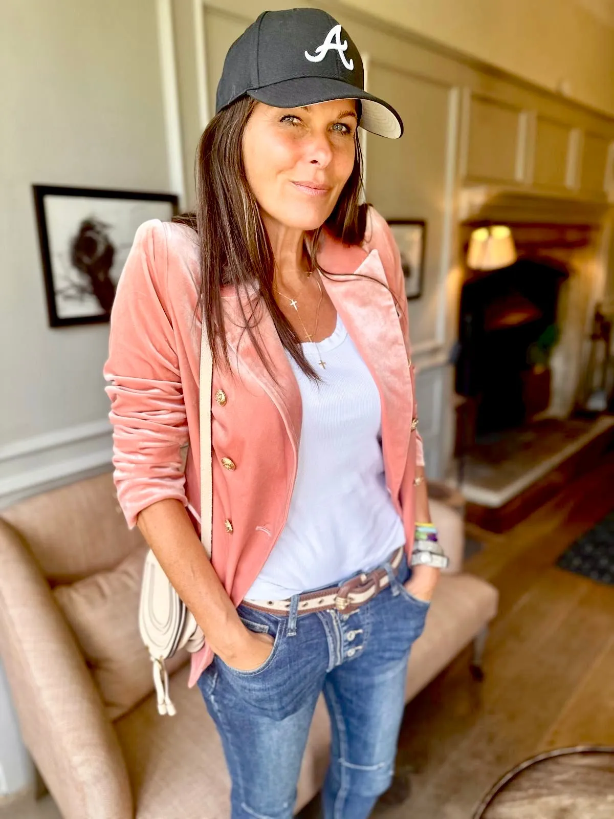 Victoria Velvet Blazer Vintage Pink