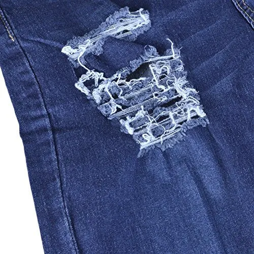 VICVIK Women Knee Skinny Denim Distressed Ripped Boyfriend Jeans (L)