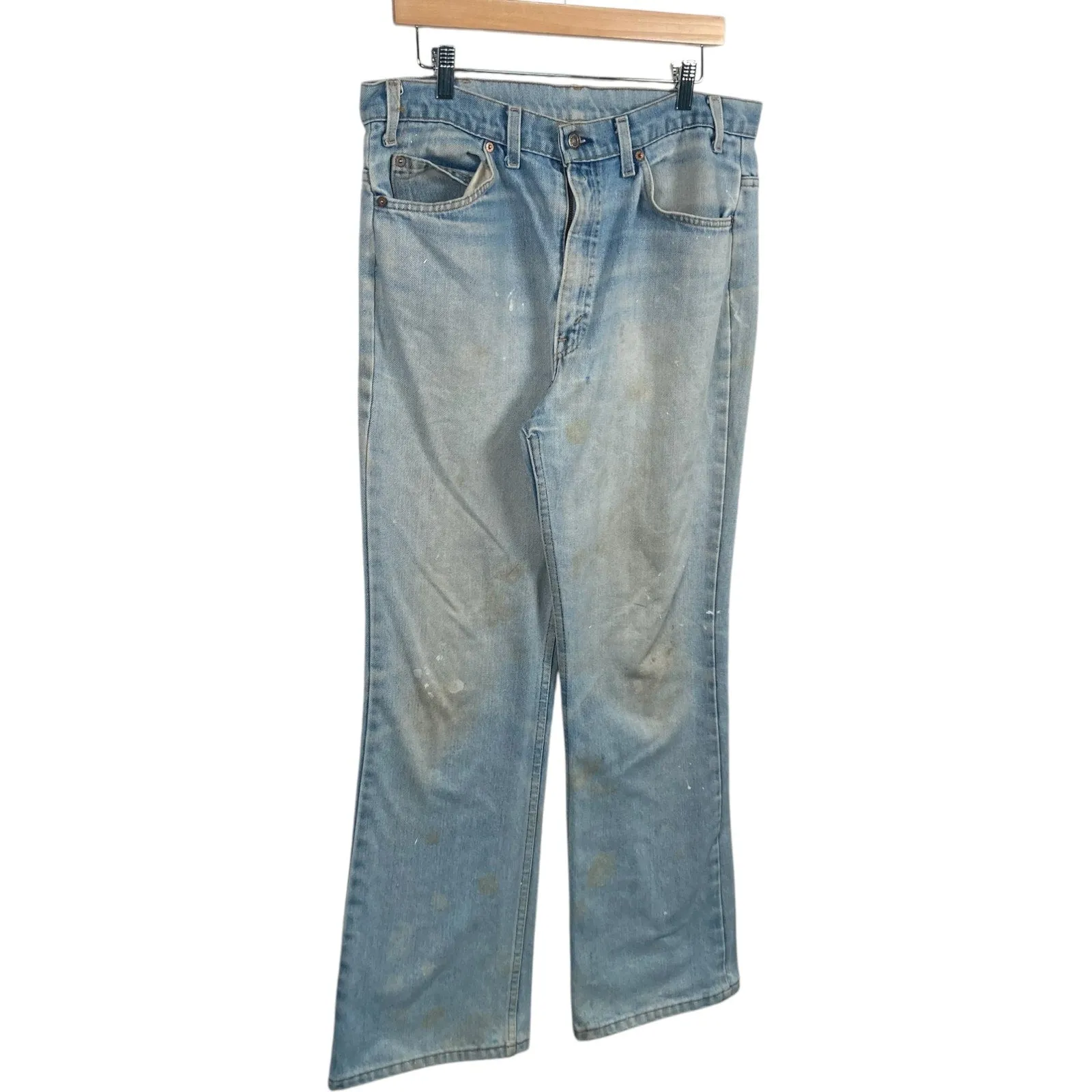 Vintage Levi's Orange Tab Flared Denim Jeans 35x32