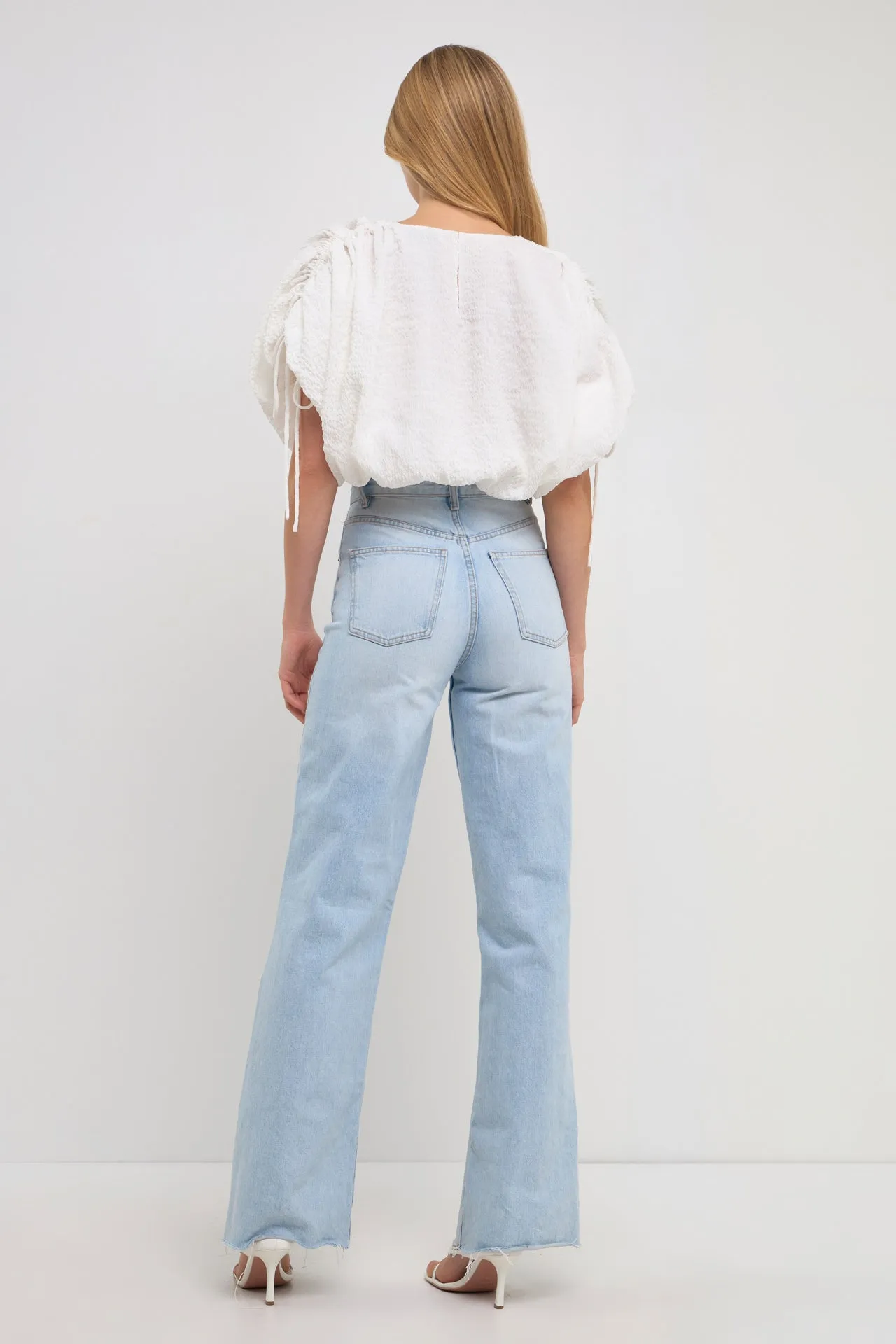 Voluminous Cropped Top with Drawstring detail
