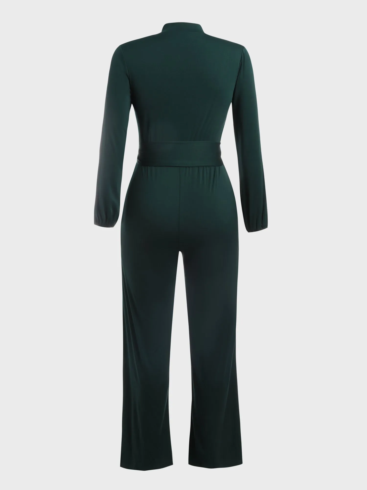 Waist Lace-Up Buttoned Jumpsuit (Green)