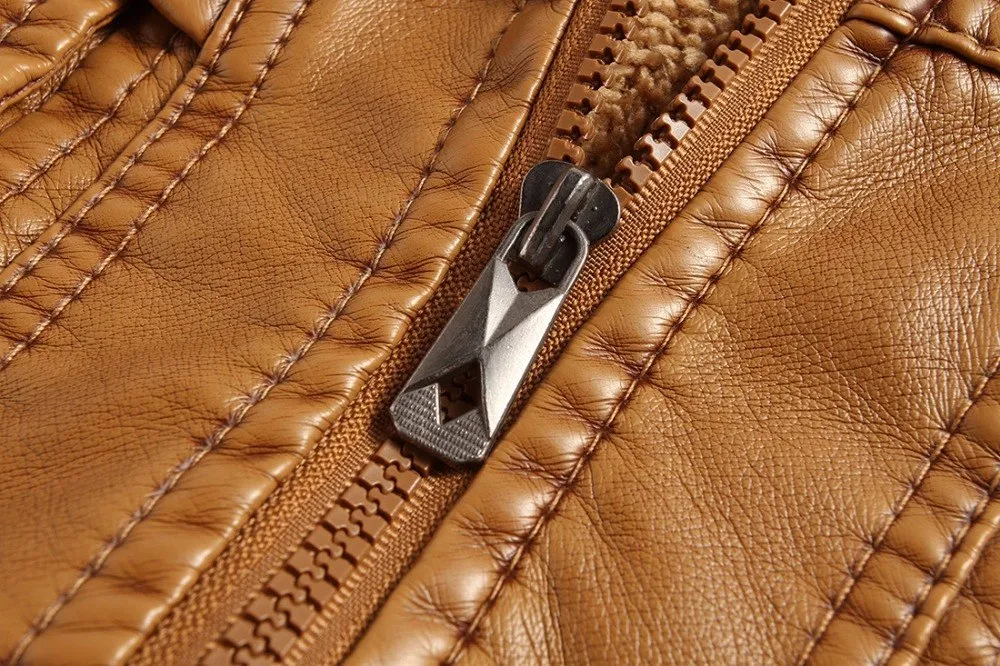 West Louis Luxury Fleece PU Leather Jacket