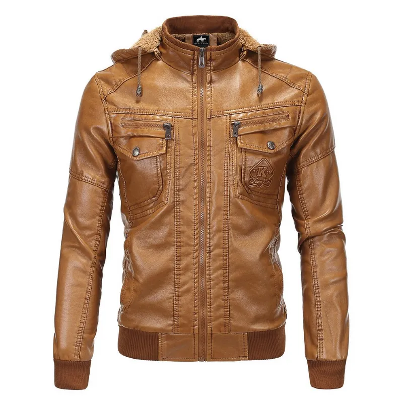 West Louis Luxury Fleece PU Leather Jacket
