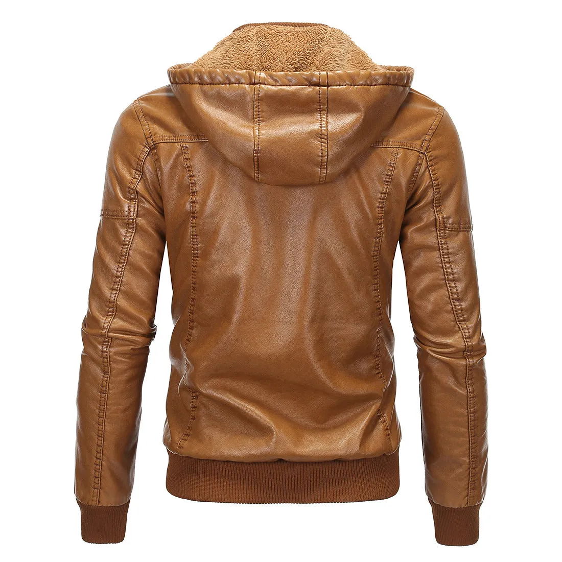 West Louis Luxury Fleece PU Leather Jacket