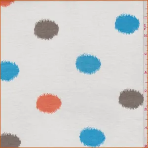 White Multi Splatter Dot Jersey Knit Fabric