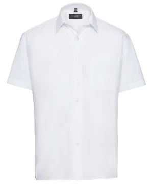 White - Short sleeve polycotton easycare poplin shirt