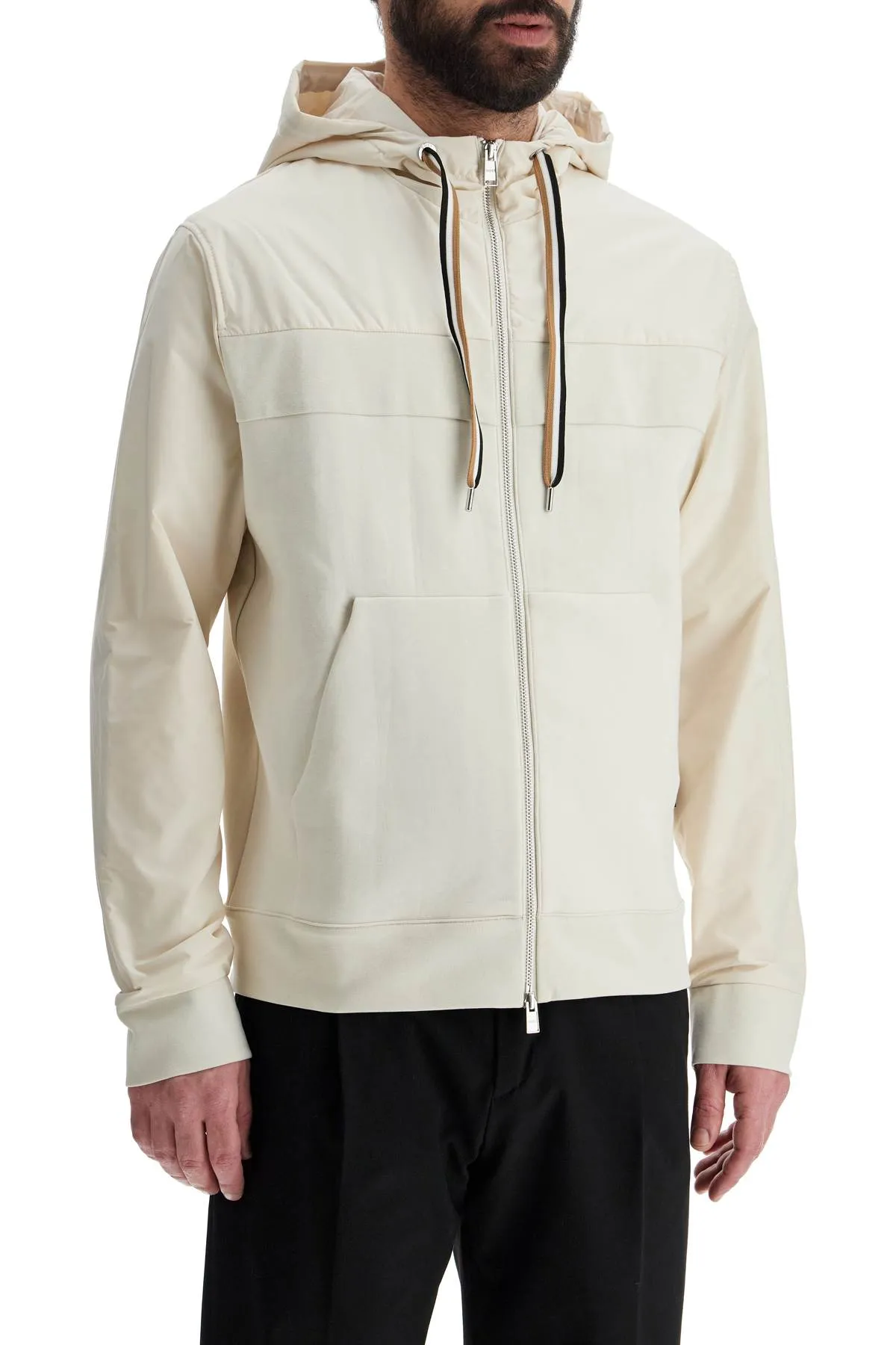 white slim fit zip-up hoodie 50524342 OPEN WHITE