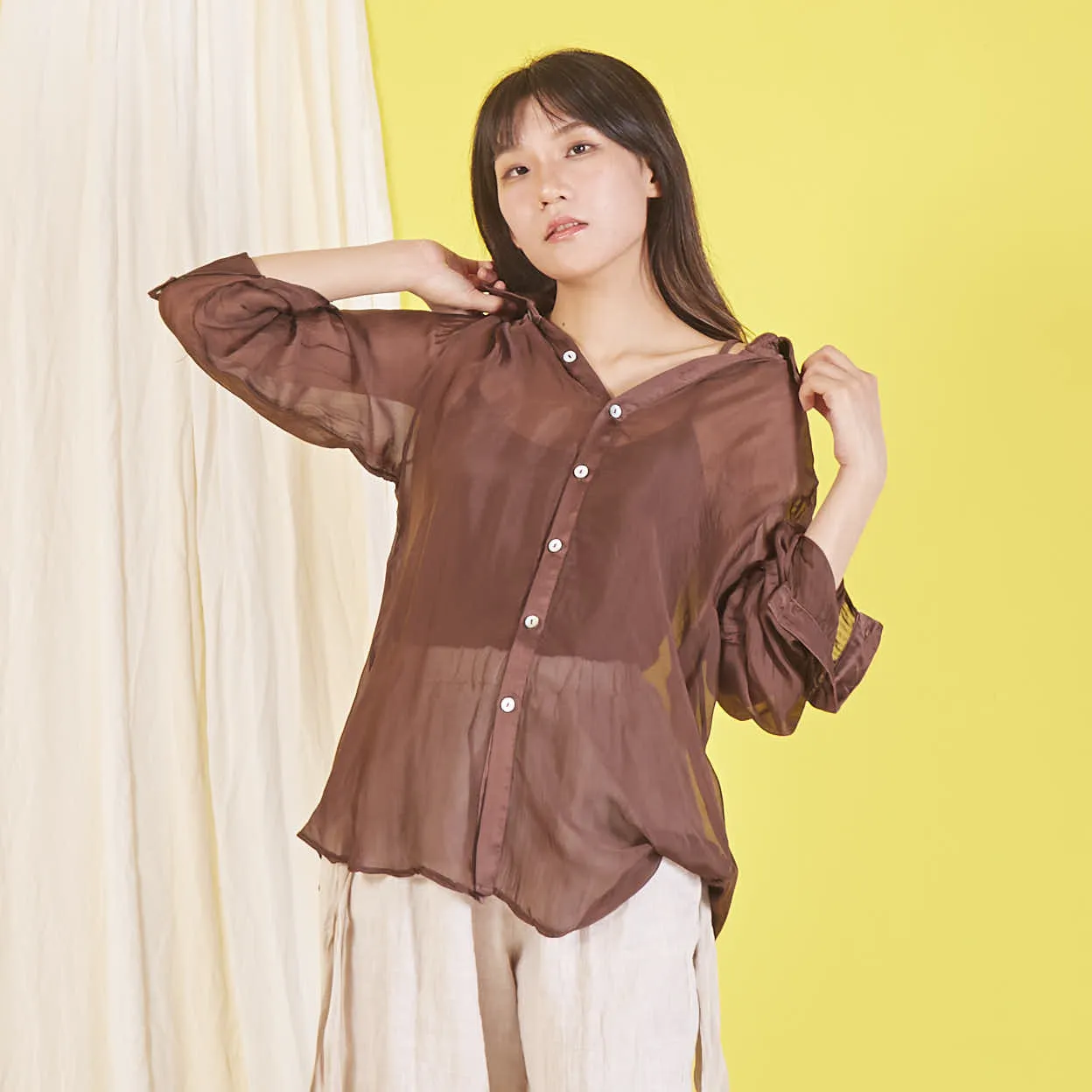 Wholesale elegant silk chiffon shirt