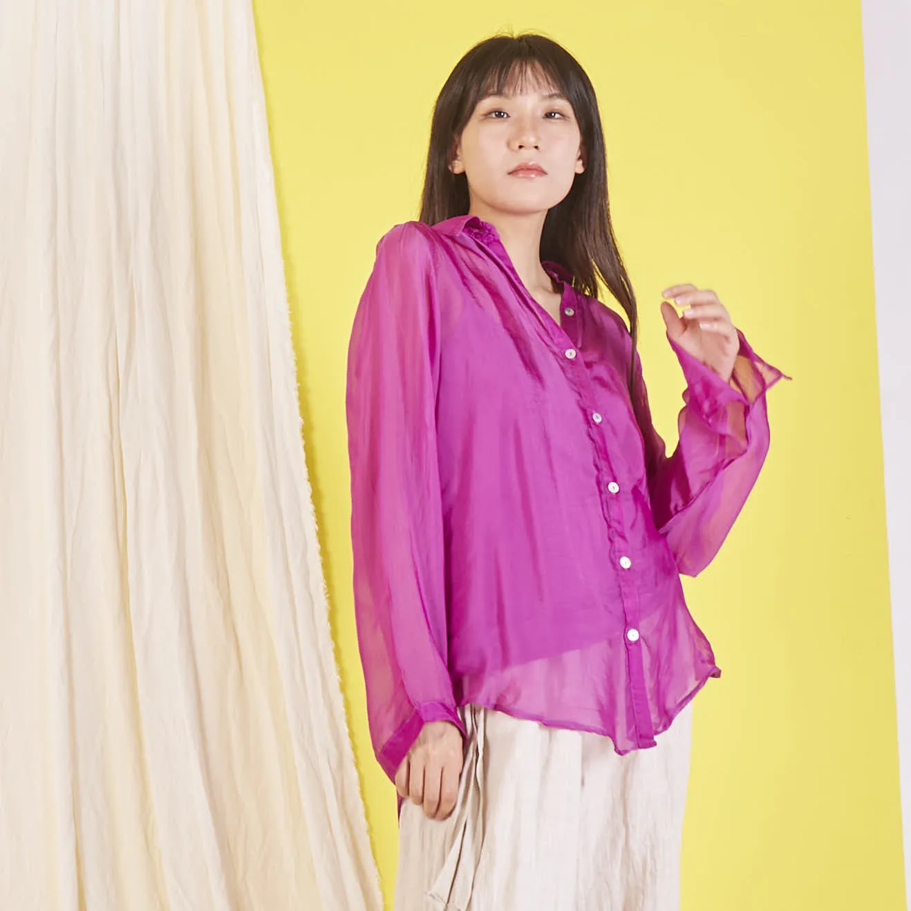 Wholesale elegant silk chiffon shirt