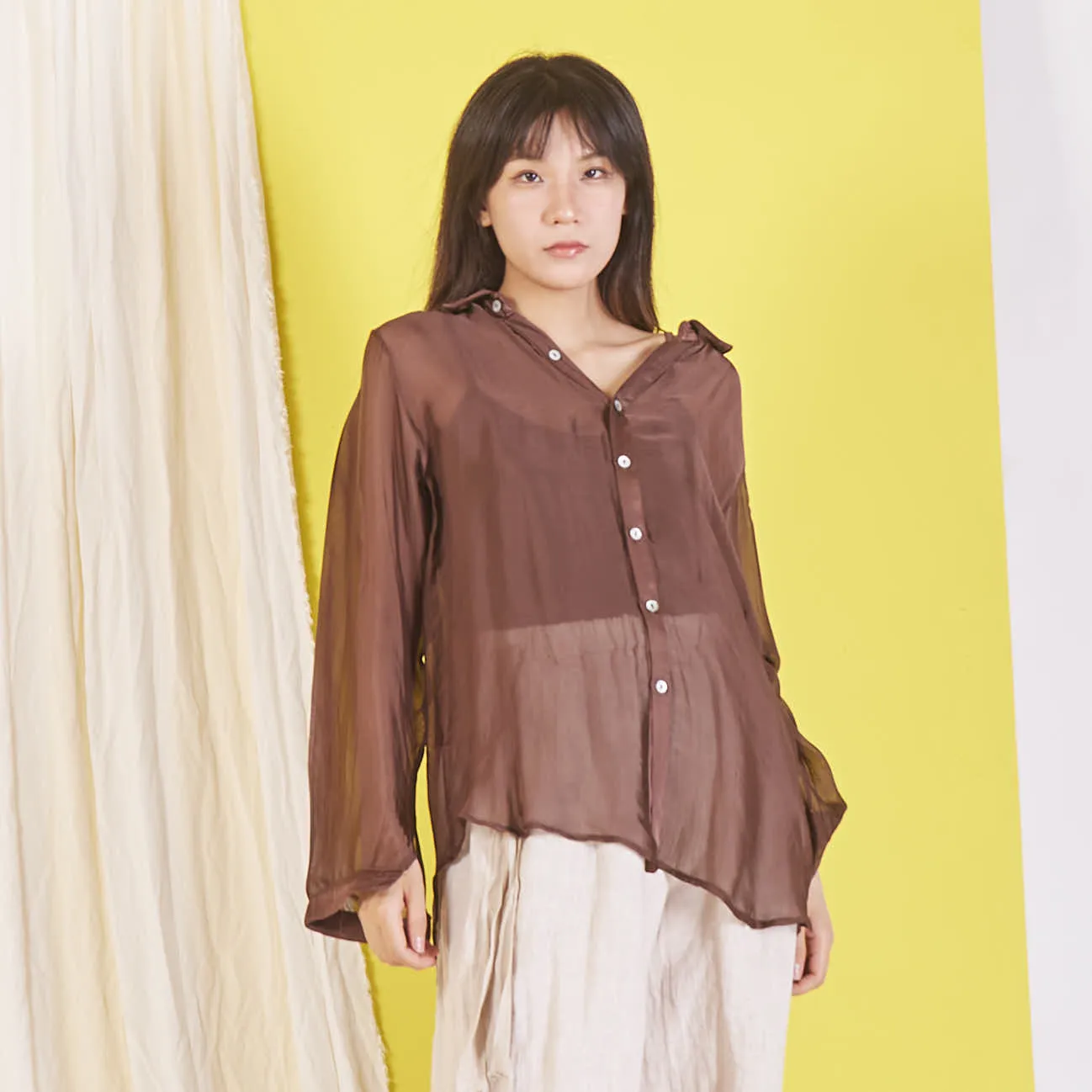Wholesale elegant silk chiffon shirt