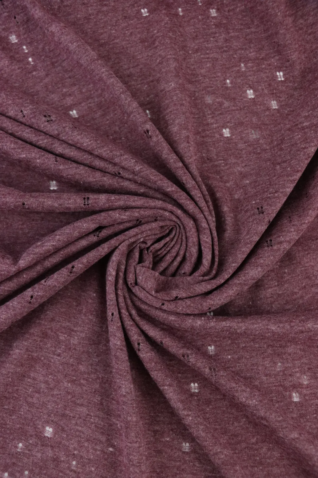 Wine Distressed Eyelet Poly/Cotton Jersey