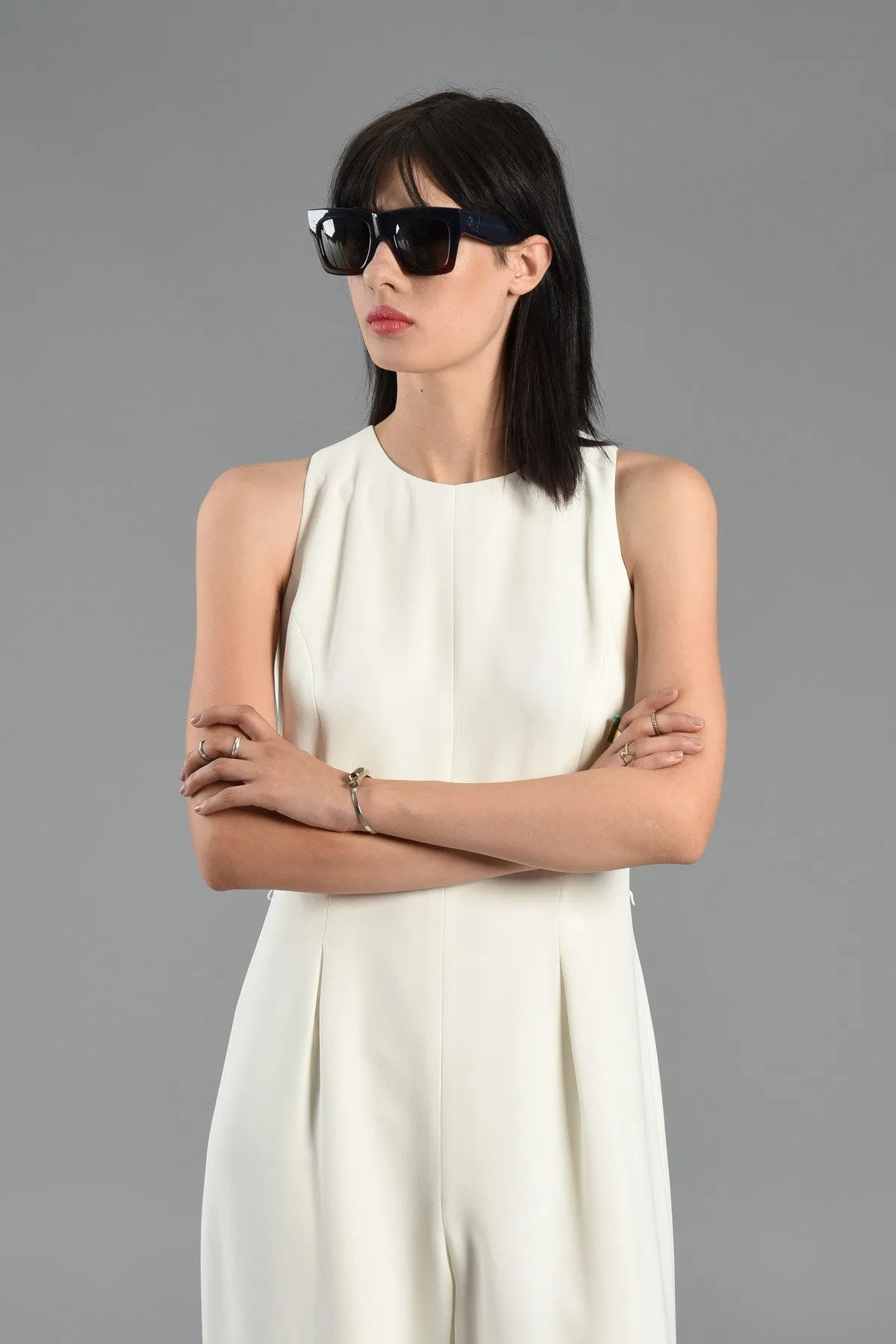 Winter White Minimalist Wide Legged Jumpsuit