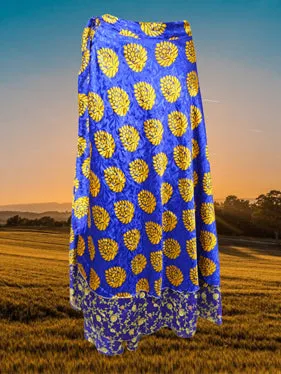 Women Blue Handmade Floral Hippie skirt  One Size