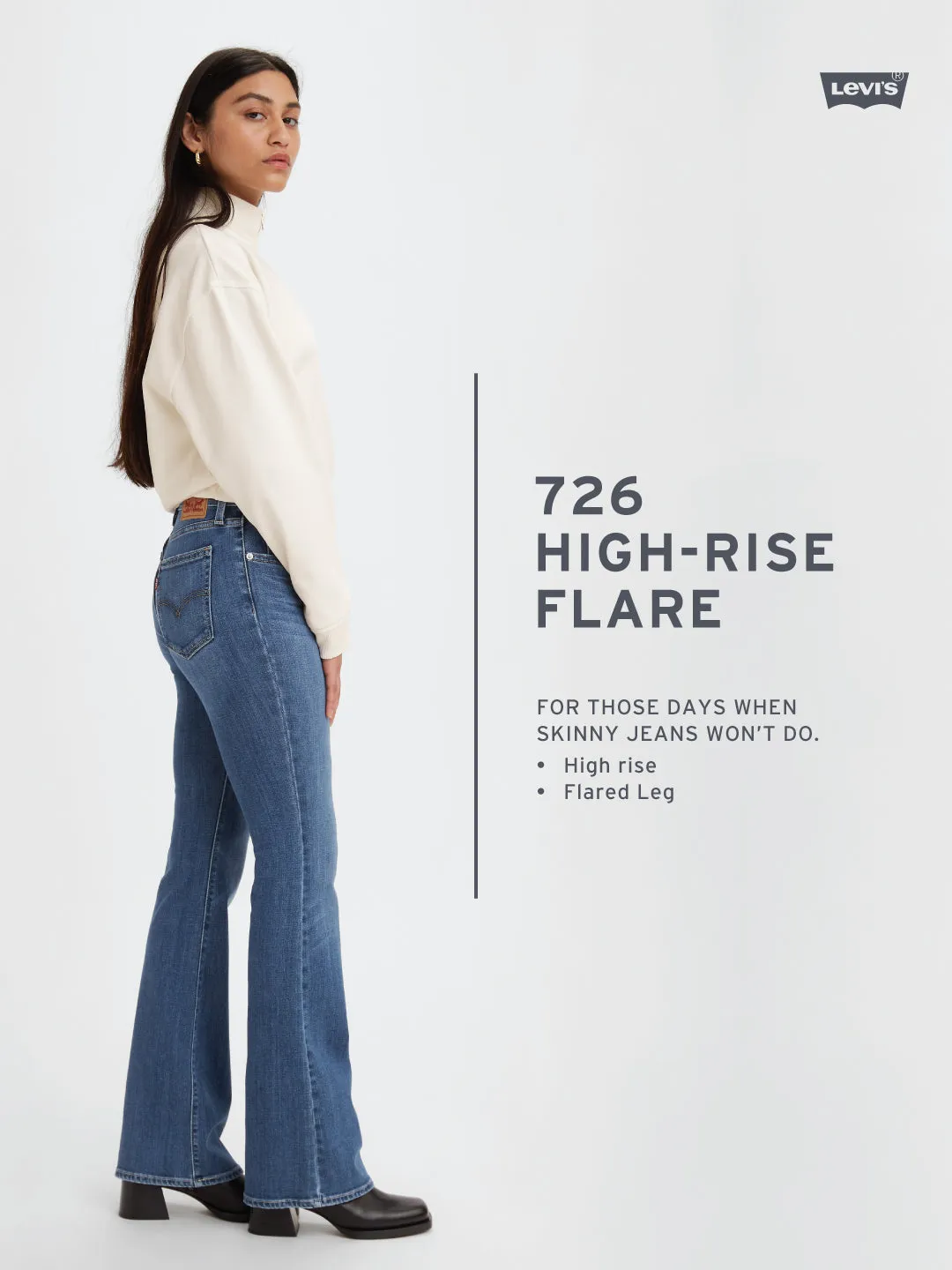 Women's 726 Light Blue Flared Fit High Rise Jeans