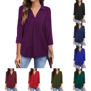 Women's Chiffon Stitching Solid Color And Sleeve Blouses