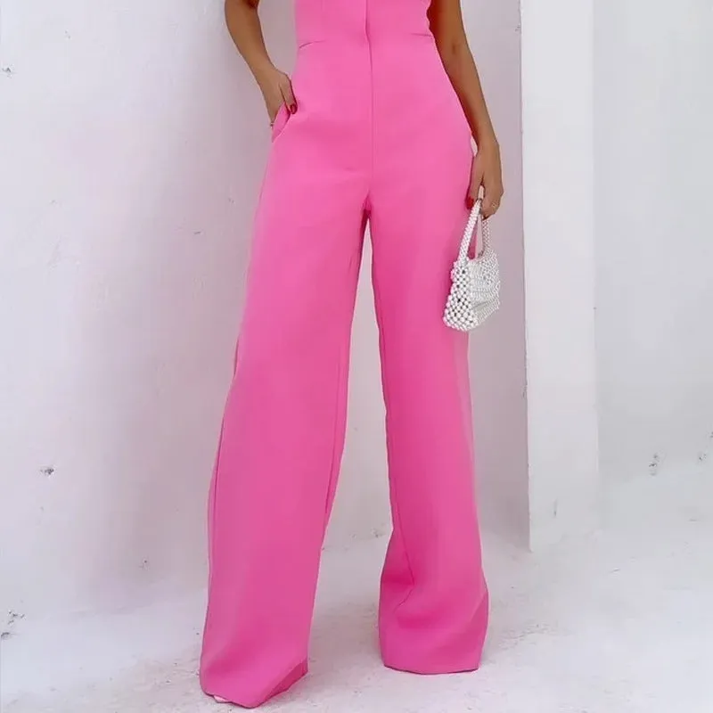Womens Jumpsuit  Strapless Tailored Bodice  Wide Leg  Full Length with Pockets