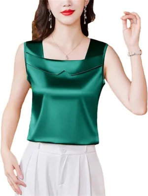 Women's Satin Camisole Tank Top Spring Summer Sleeveless Vest
