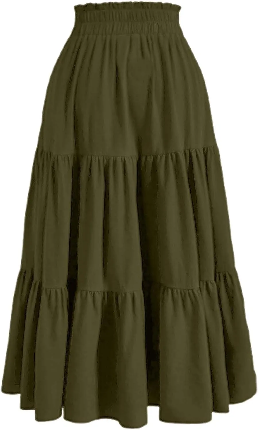Womens Summer Maxi Skirt Flowy Elastic High Waist Pleated A-Line Skirts Boho Tiered Beach Long Skirts 2025 Trendy