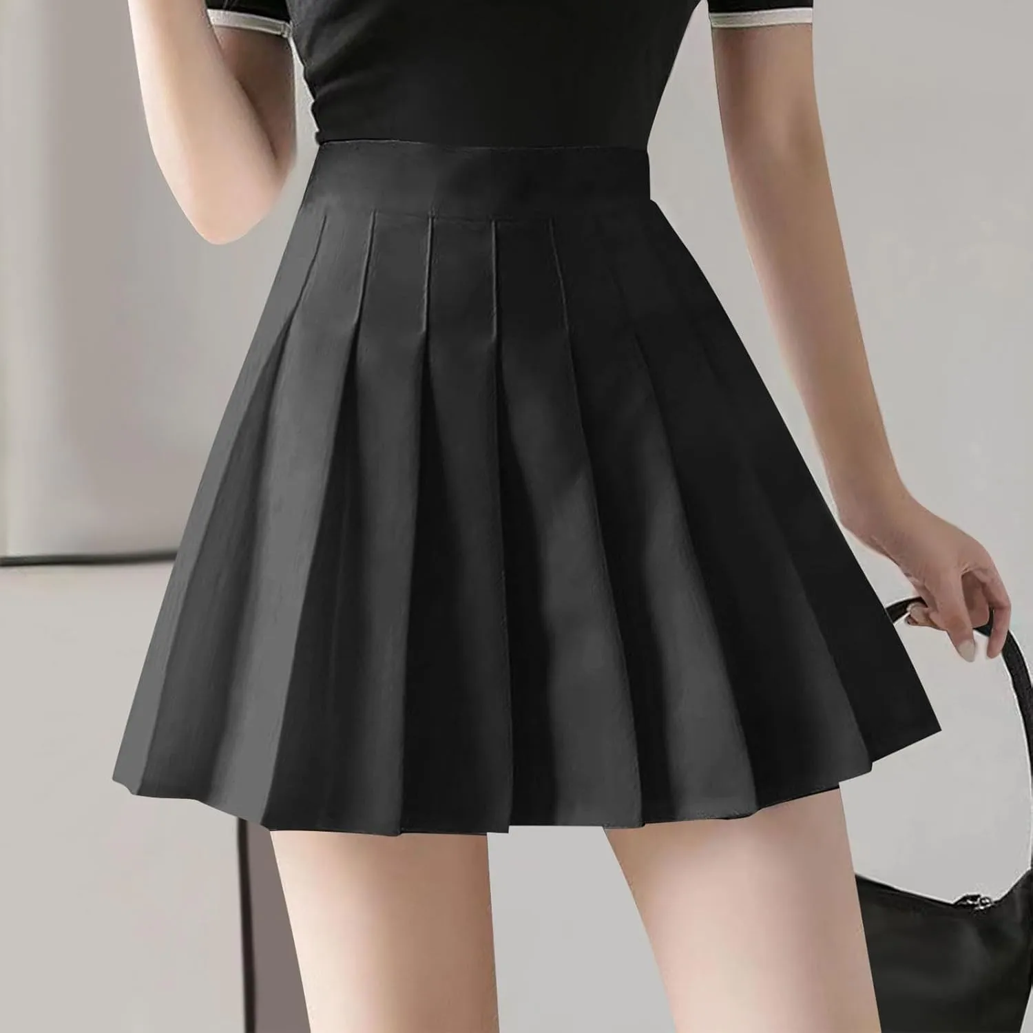 Women's Summer Sports Loose Trendy Elastic High Waist Solid Color Yoga Fitness Tennis Skirts Inner Shorts, XS-3XL