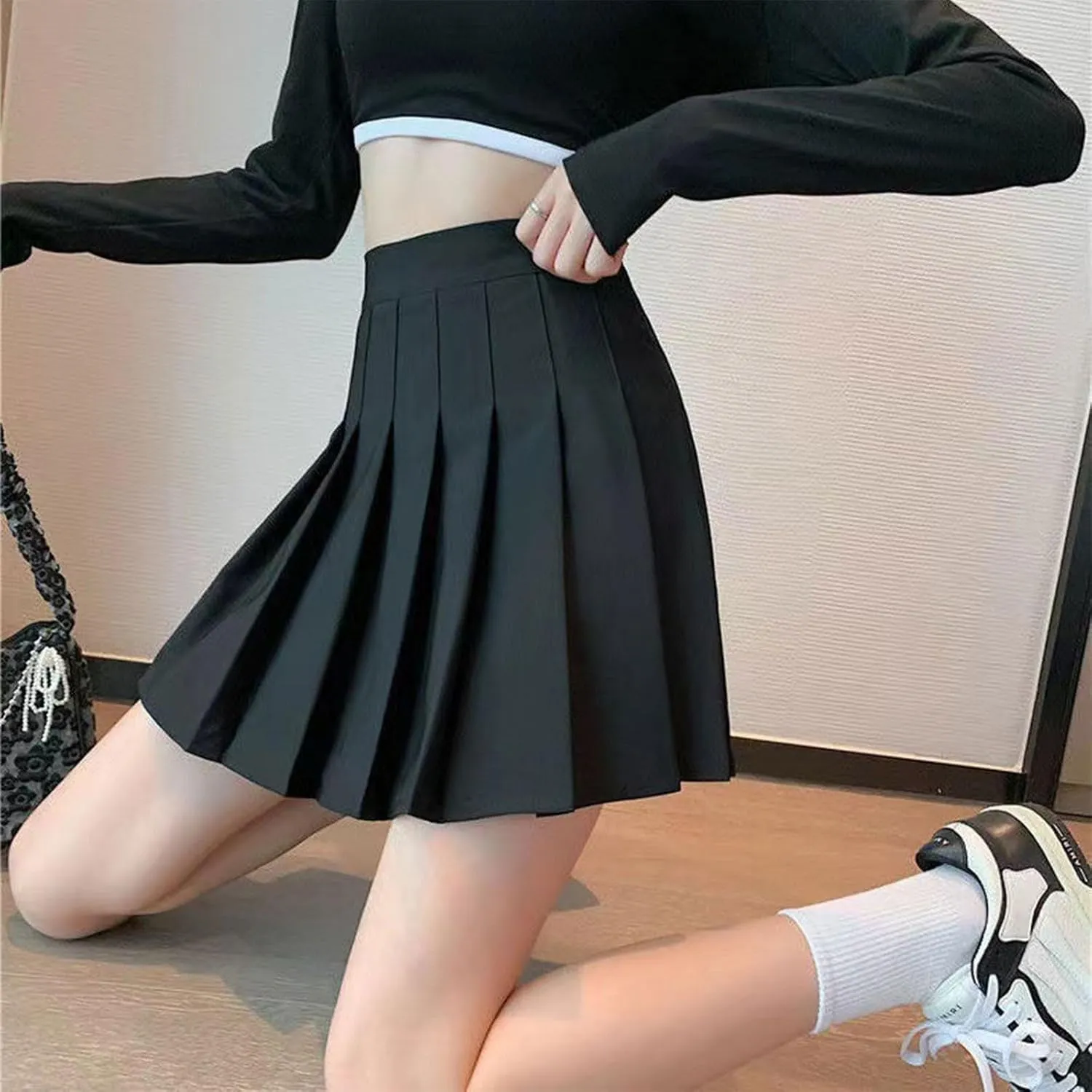 Women's Summer Sports Loose Trendy Elastic High Waist Solid Color Yoga Fitness Tennis Skirts Inner Shorts, XS-3XL
