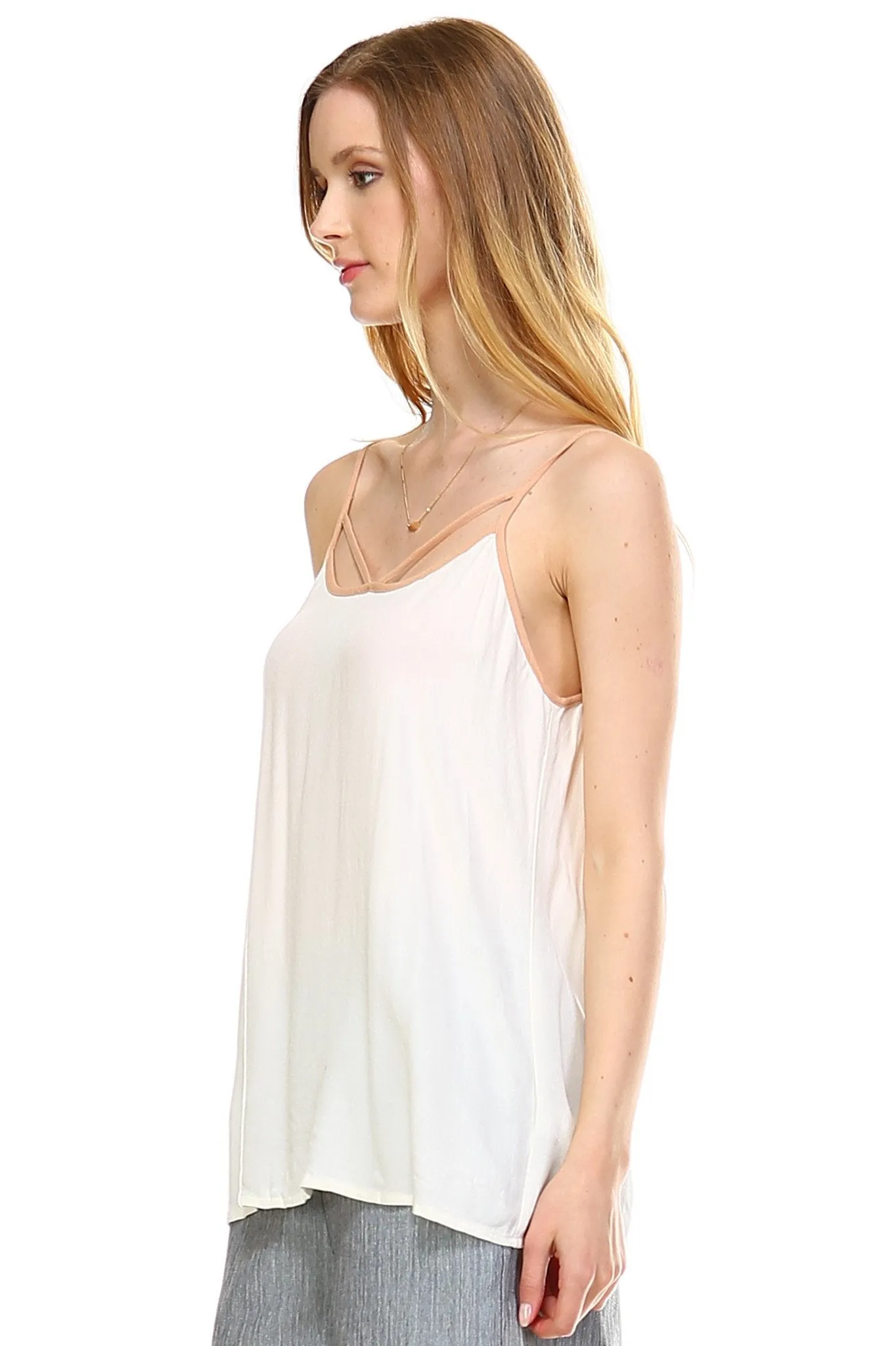 Women's V-neck Line Detail Lightweight Top